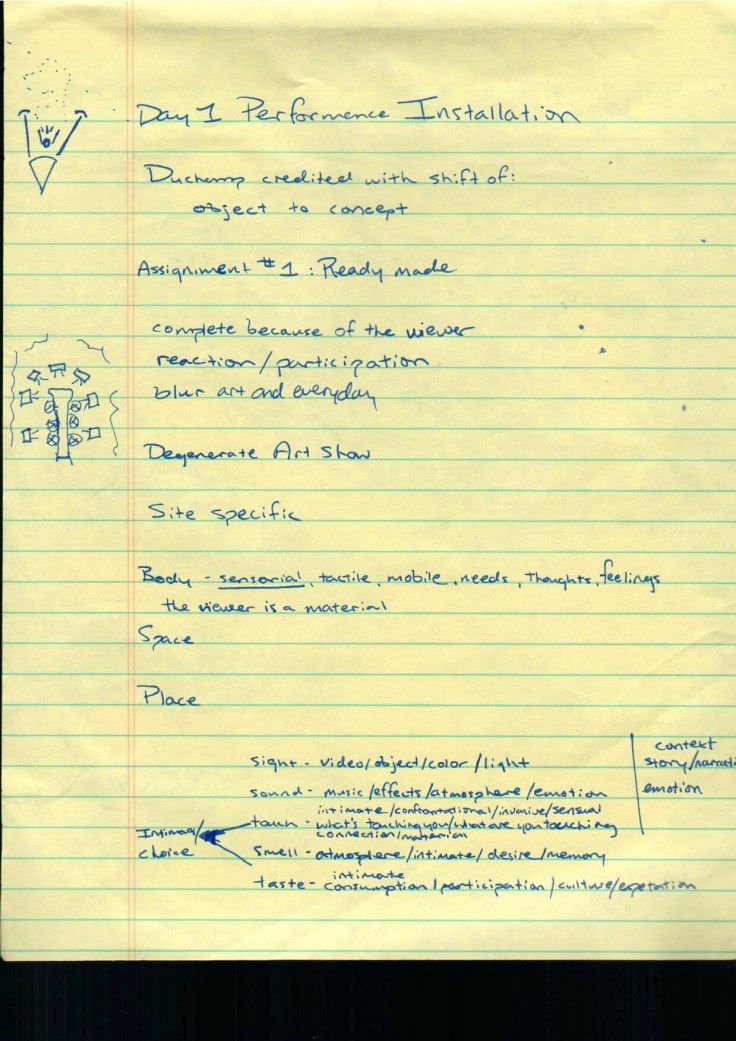 Performance Installation: Notes from Day 1