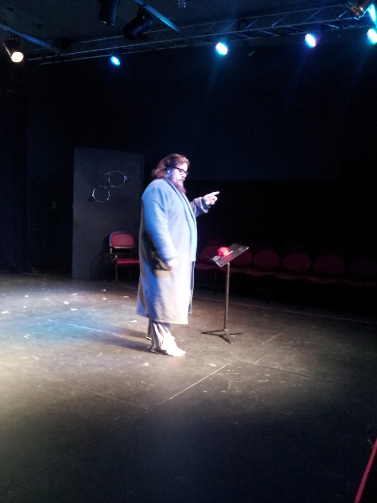 I don't need no freaking script! The thing on the music stand is my Zoom audio recorder. We filmed the performance.